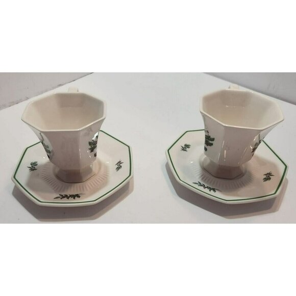 Set of 2 Nikko Christmastime Octagon Shaped  3.5” Cups and 6” Saucers - Picture 8 of 10
